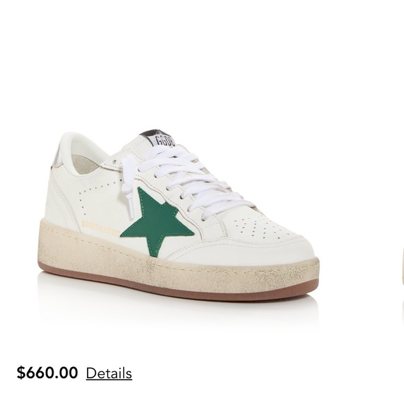 Golden Goose Shoes - Golden Goose White and Green Star Sneakers